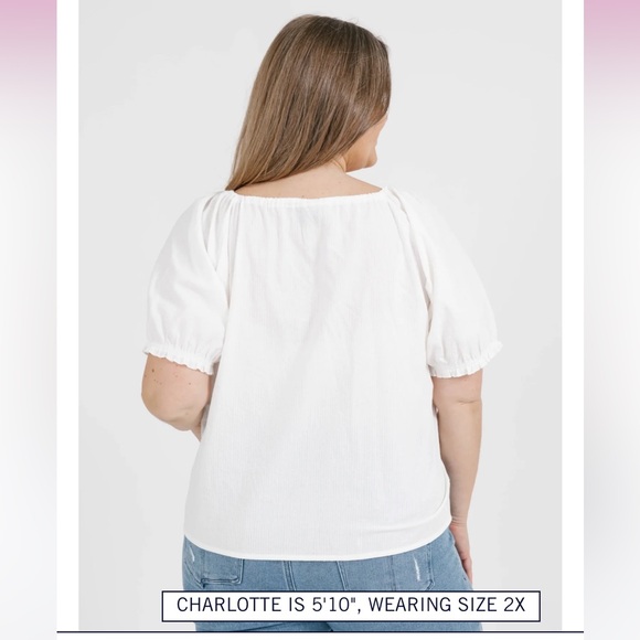 NWT 2X Smash and Tess ivory puff sleeve top - Picture 2 of 10